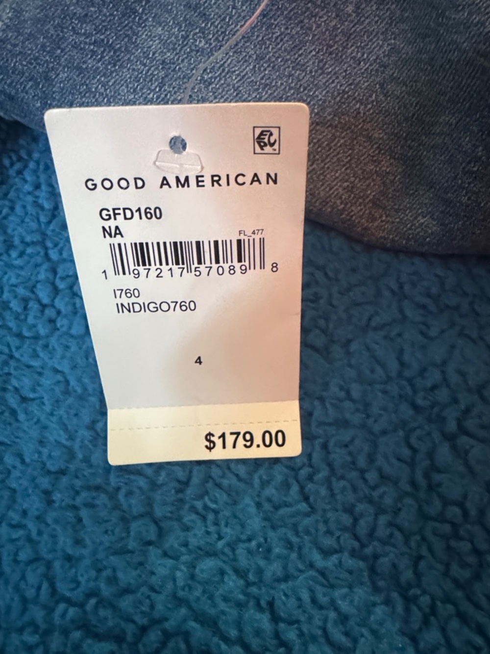 Good American Knee Panel Stitched Straight Leg Jeans Size 4/27 NWT Indigo $179 - Picture 13 of 13